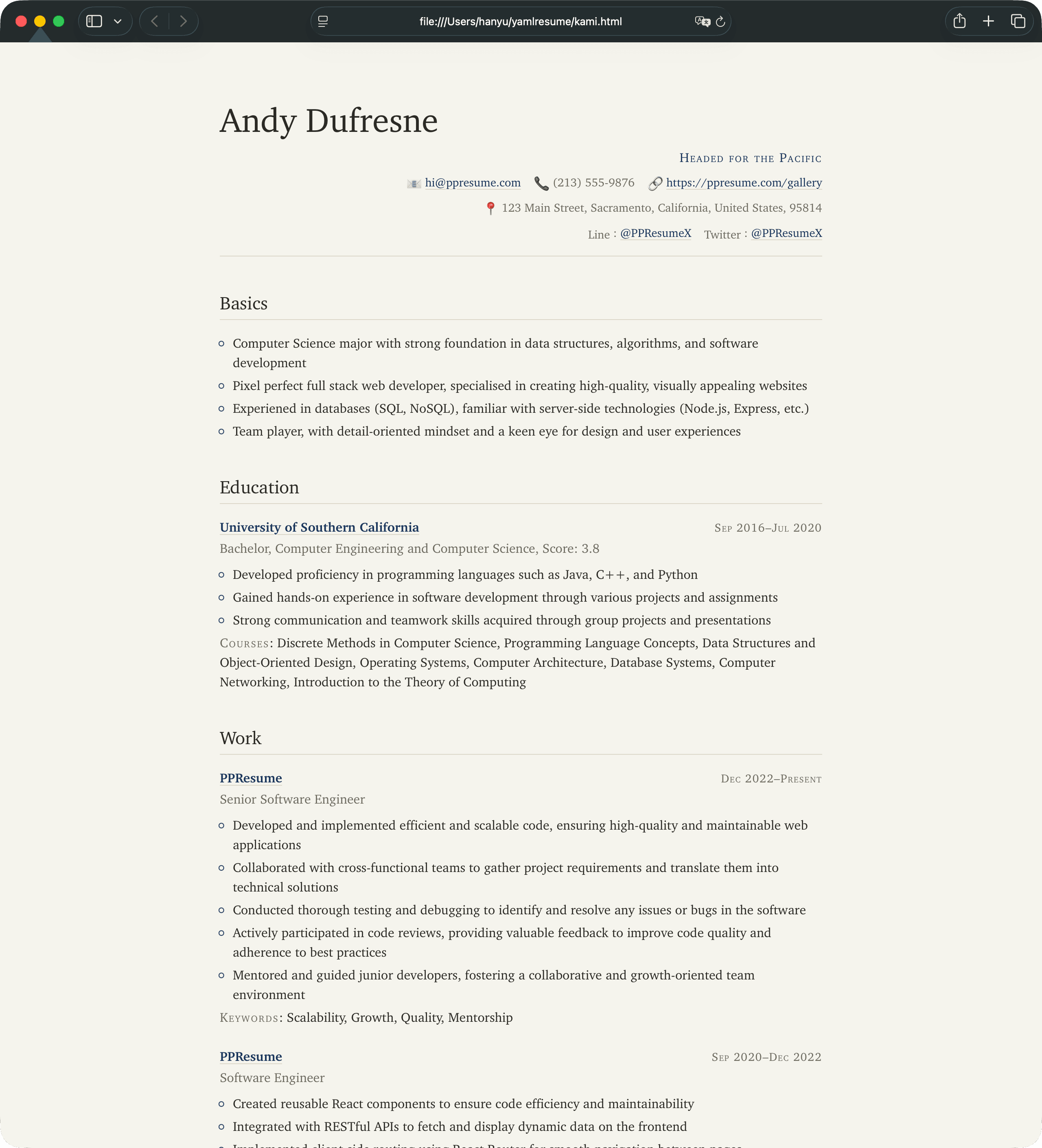 Kami HTML template